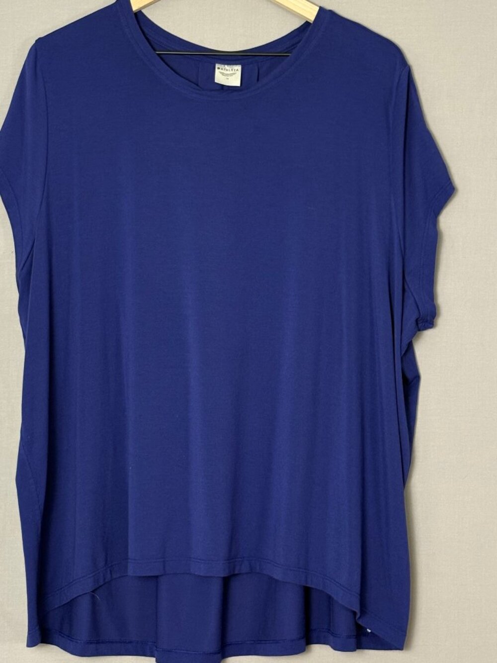 Athleta With Ease Tee 1X Purple Modal Tunic High Low Dolman Sleeve Plus Size